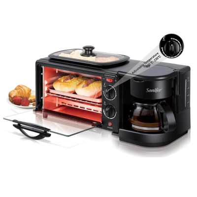 Електрична духовка 3в1 Domotec MS-5308В Кофеварка Сковорода 9 л 4500w