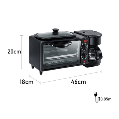 Електрична духовка 3в1 Domotec MS-5308В Кофеварка Сковорода 9 л 4500w