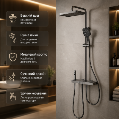 Душ/змішувач Faucet CR25-HT028 багатофункціональний метал / Душова система із змішувачем для ванної кімнати / Душова система з тропічним душем Душ/змішувач Faucet CR25-HT028 багатофункціональний метал / Душова система із змішувачем для ванної кімнати / Душова система з тропічним душем