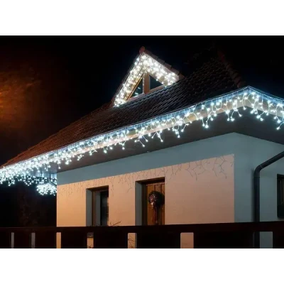Різнокольоровий Новорічна святкова гірлянда бахрома 120 Led прозорий провід 3х0.5 м