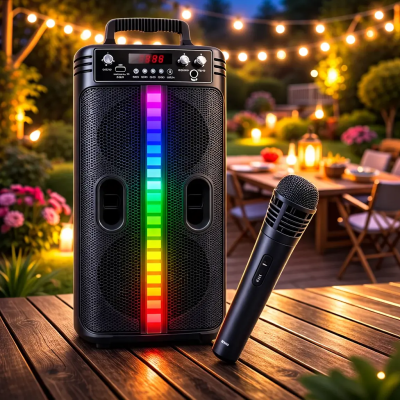 Портативна бездротова Bluetooth колонка-караоке TTD-2806 RGB-підсвічування, мікрофон, пульт ДК