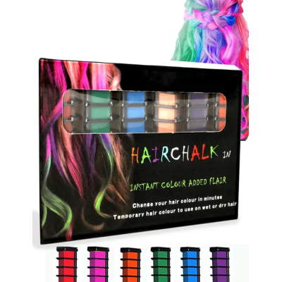 Набір крейди для волосся 6  шт Hair chalk Різнокольорові барвники гребінець для дітей та дорослих