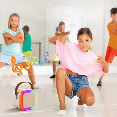 Міні-дитяче караоке K12 з 2 бездротовим мікрофоном, портативна колонка з LED підсвічуванням