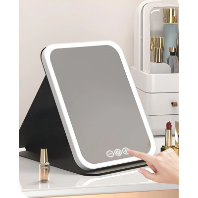 Дзеркало для макіяжу Lighted makeup mirror з LED підсвічуванням, складне, сенсорне керування, Type-C, з регулюванням яскравості