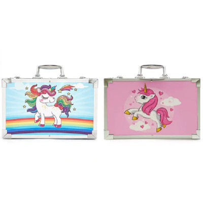 блакитний Набір для малювання 145 предметів в алюмінієвій валізці