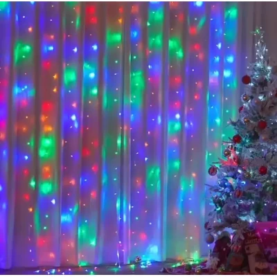 Святкова гірлянда завіса "Штора" на вікно 200LED 3х2м Мультикольоровий колір діодів Мульти USB