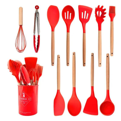 Набір силіконовий кухонного приладдя Kitchen Set RB-2239 рожевий (12 предметів)