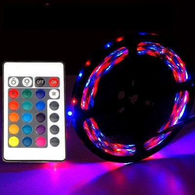 Комплект Світлодіодна стрічка багатобарвна 3528 RGB комплект 5м з пультом