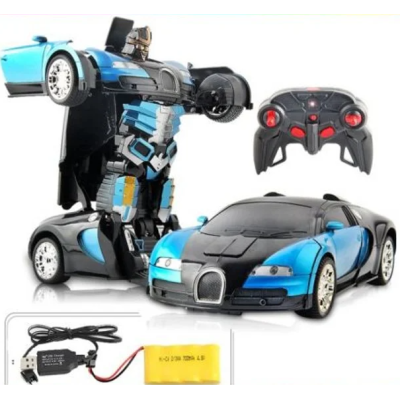 Машинка Трансформер Bugatti Size 18 см Robot Car синя з пультом Машинка Трансформер Bugatti Size 18 см Robot Car синя з пультом