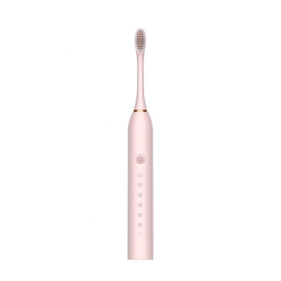 Рожева Електрична зубна щітка Sonic Toothbrush Х-3 ультразвукова акумуляторна 4 змінні насадки в комплекті