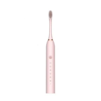 Рожева Електрична зубна щітка Sonic Toothbrush Х-3 ультразвукова акумуляторна 4 змінні насадки в комплекті