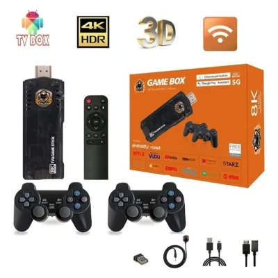 Ігрова ТВ приставка Game Box 8K 8X M98 Smart TV Stick 64GB геймстик з геймпадами + 10 000 вбудованих ігор
