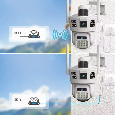 Wi Fi камера відеоспостереження 3 лінзи SD 39 APP V380pro