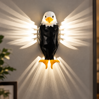 3D Настінний світильник Орел / LED, чорно-білий нічник / Підсвічування на стіну