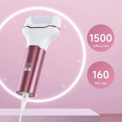 Електрична пемза для ніг PINK / Електрична роликова пилка-пемза для п'ят для педикюру з LCD дисплеєм