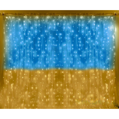 Патріотична гірлянда штора Прапор України 3*3 м 160 LED класична IP44