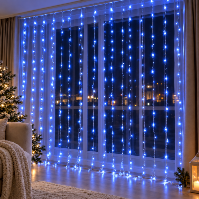 Гірлянда водоспад Curtain-Lights Itrains 3×1,5 м Синій