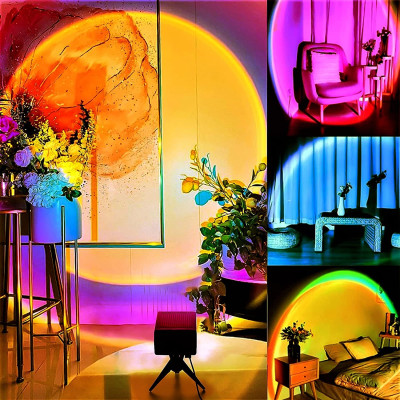 Sunset Lamp RGB 16 кольорів - проекційний світильник заходу сонця, світанку з пультом