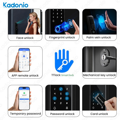 Дверний дзвінок з функцією розпізнавання облич LD SMART, біометричний сканер відбитків пальців, око/розумна камера/дверний замок