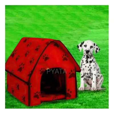 Червоний М'який переносний будиночок для собак Portable Dog House