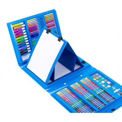 Блакитний Набір для малювання у валізі з мольбертом 208 предметів
