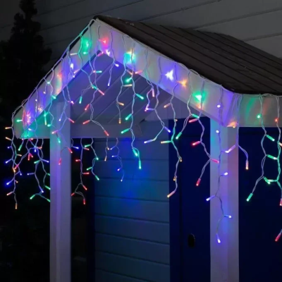Холодний білий Новорічна святкова гірлянда бахрома 120 Led прозорий провід 3х0.5 м Холодний білий Новорічна святкова гірлянда бахрома 120 Led прозорий провід 3х0.5 м