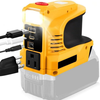 Інвертор живлення 220 Вт для акумулятора 20 В / Портативний перетворювач напруги - DC 20 В в 110-120 В / Перетворювач USB-B та USB-C з LED-підсвічуванням