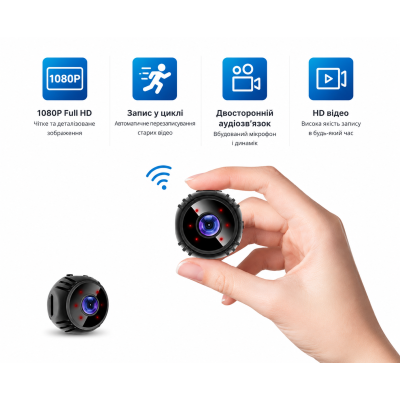 Бездротова мінікамера P7-W8 / IP камера відеоспостереження / Портативна Wi-Fi камера з підставкою Бездротова мінікамера P7-W8 / IP камера відеоспостереження / Портативна Wi-Fi камера з підставкою