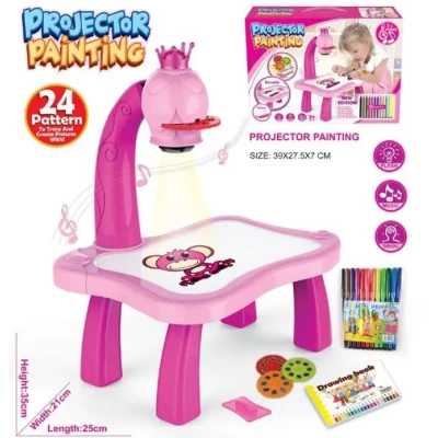 Рожевий Дитячий стіл проектор для малювання з підсвічуванням Projector Painting 24 Деталі