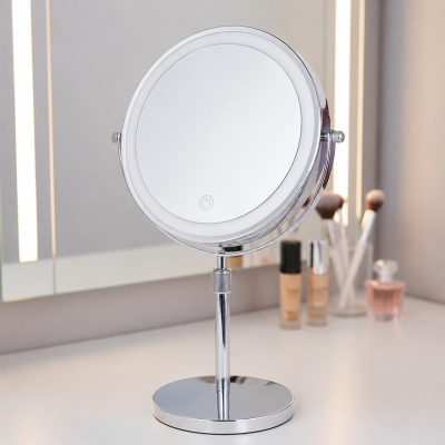 Двостороннє дзеркало для макіяжу 8″ з LED підсвічуванням збільшення 3X