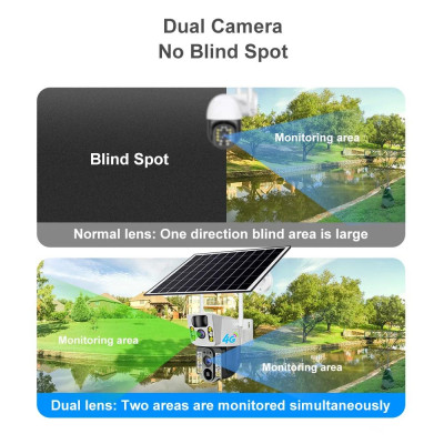 4K Бездротова камера Solar WI-FI , подвійний об'єктив, нічне бачення V380 Pro CCTV 8MP