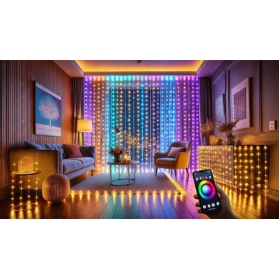 Гірлянда-штора з дистанційним керуванням через APP, Bluetooth, USB, XPRO 3*2м (SFK-05)