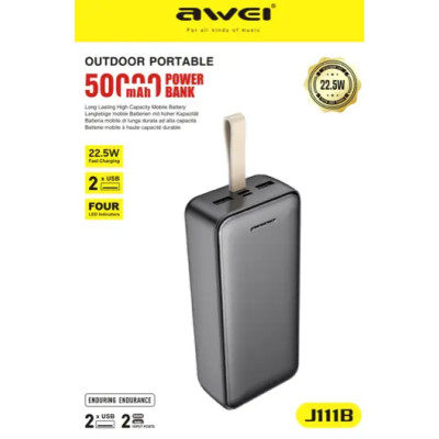 Повербанк великої ємності Power Bank Awei J111B - 50000mAh Повербанк великої ємності Power Bank Awei J111B - 50000mAh