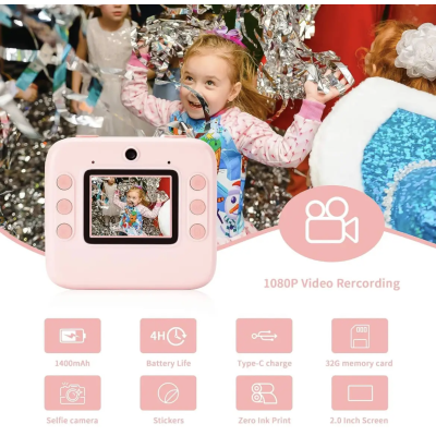 Фотокамера моментального друку дитяча Instant Print Camera, 1080P Video for kids