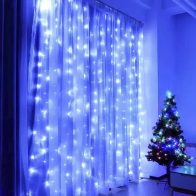 Святкова гірлянда завісу "Штора" на вікно 200LED 3х2м колір Синій USB