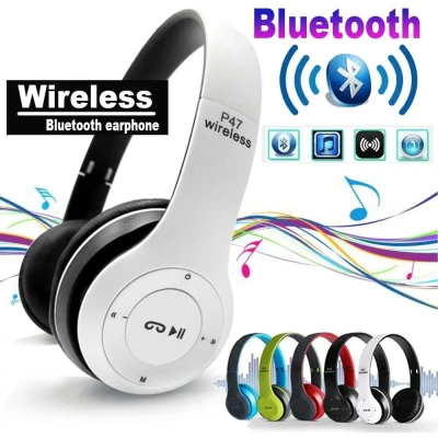Білий Бездротові Навушники Wireless P-47 Bluetooth + MicroSD + FM Радіо