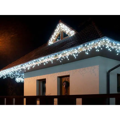Холодний білий Новорічна святкова гірлянда бахрома 120 Led прозорий провід 3х0.5 м Холодний білий Новорічна святкова гірлянда бахрома 120 Led прозорий провід 3х0.5 м