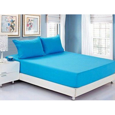 блакитна Простирадло махрова на резинці з наволочками Anisa (220х240+30 см)