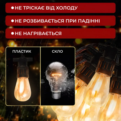 Світлодіодна гірлянда 10 метрів, 25 LED, статичний режим, живлення від мережі 220В