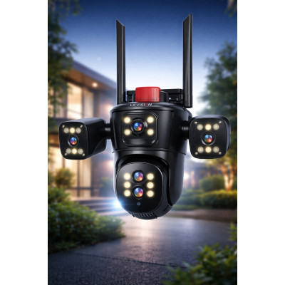 Відеокамера 4G IP66 4G 12mp (JE-190-2)  4 екранні 360-градусні камери IP-камера чотири об'єктиви