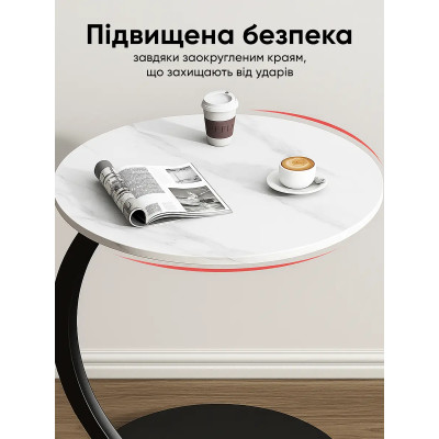 Приліжковий кавовий столик DASH-64224 45х30х60 см Мармур
