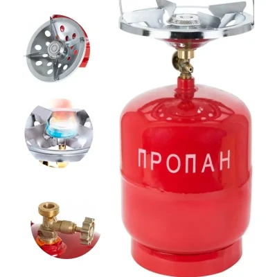 Газовий балон Пропан УКП-83 з пальником 5 л, Туристичний газовий балон з пальником червоний, 5 літрів