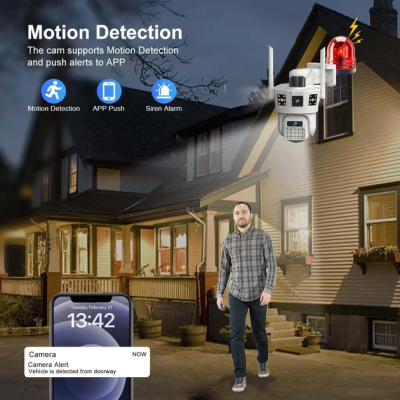 Wi Fi камера відеоспостереження 3 лінзи SD 39 APP V380pro