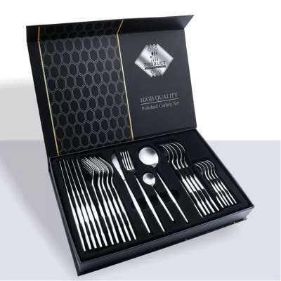 Набір столових приладів Kitchen Ware 24 шт. з нержавіючої сталі на 6 персон Silver