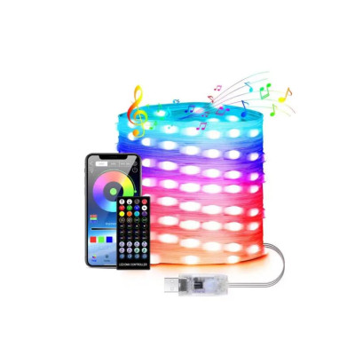 Вуличні вогні 5M Smart Bluetooth App Control Світлодіодна LED гірлянда