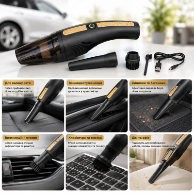 Бездротовий ручний пилосос для автомобіля 60 Вт / Вакуумний пилосос Vacuum Cleaner HY05 2000mAh Бездротовий ручний пилосос для автомобіля 60 Вт / Вакуумний пилосос Vacuum Cleaner HY05 2000mAh