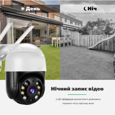 Вулична поворотна IP камера відеоспостереження WiFi 2mp ICSee / камера зовнішнього спостереження для дому Black Вулична поворотна IP камера відеоспостереження WiFi 2mp ICSee / камера зовнішнього спостереження для дому Black