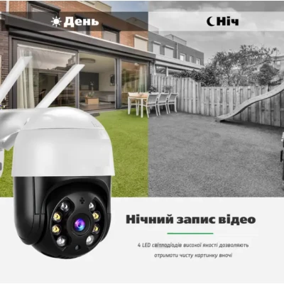 Вулична поворотна IP камера відеоспостереження WiFi 2mp ICSee / камера зовнішнього спостереження для дому Black