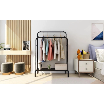 Подвійна стійка вішалка для одягу та полицею для взуття Double floor Hanger 110х150х57см