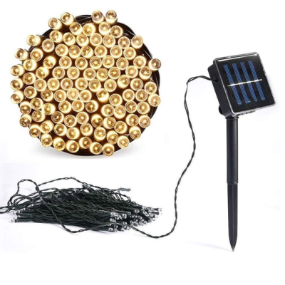 Гірлянда нитка на сонячній батареї 1000 LED 100 м чорний дріт жовтий Гірлянда нитка на сонячній батареї 1000 LED 100 м чорний дріт жовтий